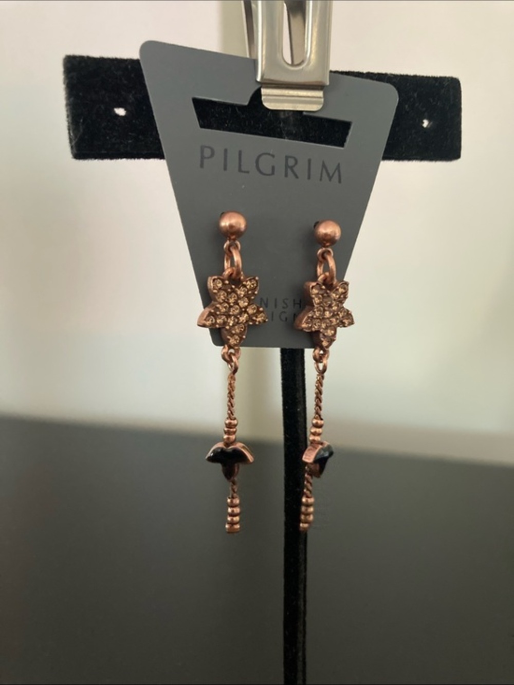 Pilgrim Rose Gold Star Dangle Earrings with Sparkling Accents